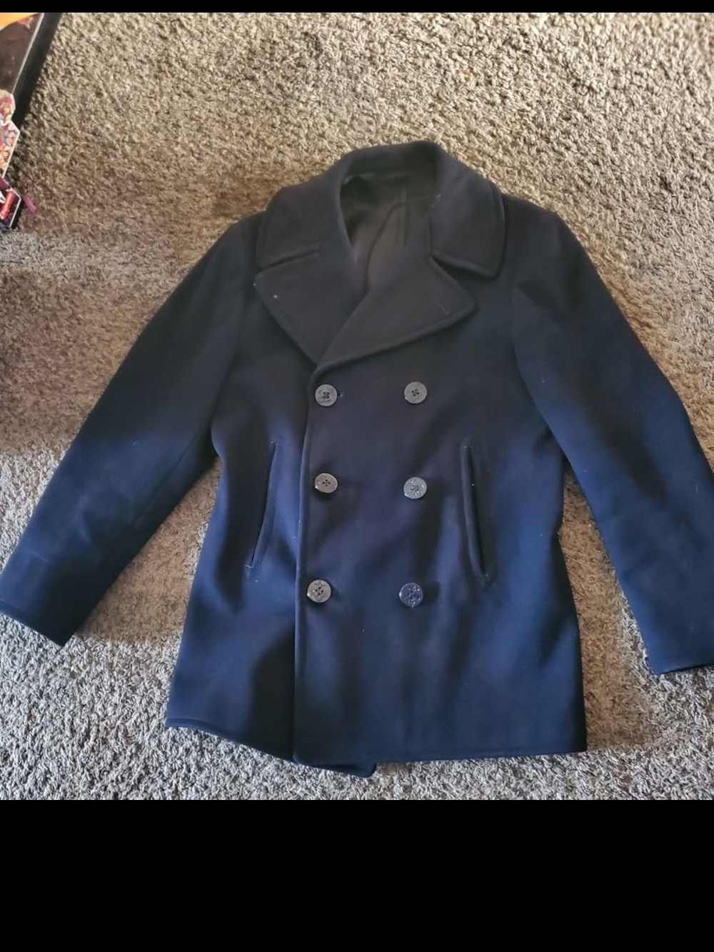 Men's Double-Breasted Navy Pea Coat